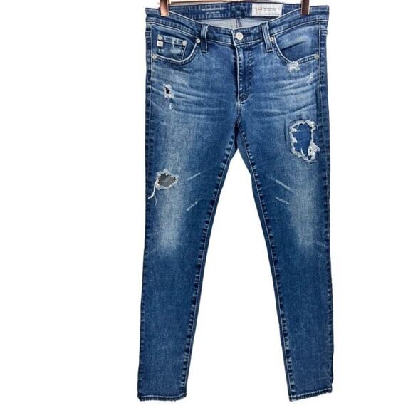 AG Adriano Goldschmied Jeans Womens 29 The Legging Ankle Super Skinny Distressed - Picture 1 of 7